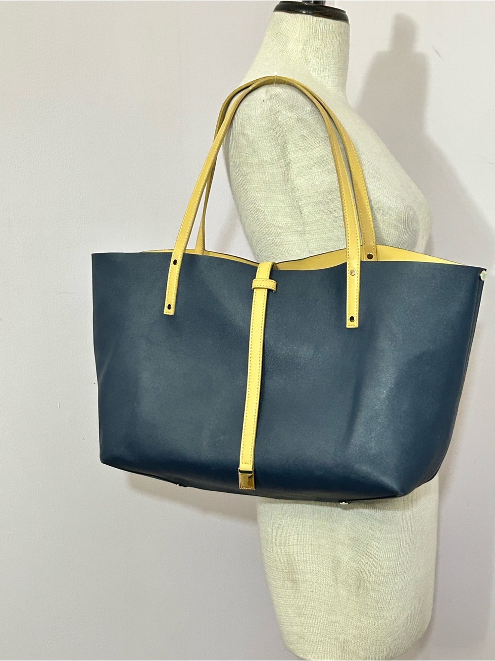 TIFFANY & CO Reversible Tote Bag Navy Blue & Latte